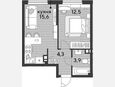 2-комнатная квартира, 36.30 м², 6/16 этаж фото 0