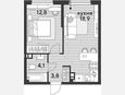 2-комнатная квартира, 39.60 м², 5/16 этаж фото 0