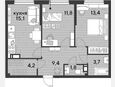3-комнатная квартира, 59.40 м², 14/16 этаж фото 0