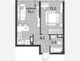 2-комнатная квартира, 37.40 м², 16/16 этаж фото 0