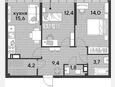 3-комнатная квартира, 61.10 м², 16/16 этаж фото 0