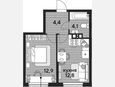1-комнатная квартира, 34.20 м², 4/16 этаж фото 0