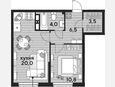 2-комнатная квартира, 44.80 м², 10/16 этаж фото 0