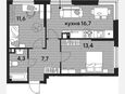 3-комнатная квартира, 53.70 м², 7/16 этаж фото 0