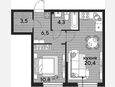 2-комнатная квартира, 45.50 м², 2/16 этаж фото 0