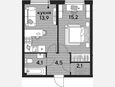 1-комнатная квартира, 39.80 м², 2/16 этаж фото 0
