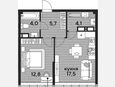 2-комнатная квартира, 44.10 м², 15/16 этаж фото 0