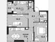 4-комнатная квартира, 69.50 м², 16/16 этаж фото 0