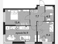 3-комнатная квартира, 54.10 м², 2/19 этаж фото 0