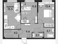 3-комнатная квартира, 60.10 м², 2/19 этаж фото 0