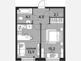 1-комнатная квартира, 39.80 м², 2/19 этаж фото 0