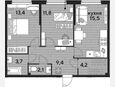 3-комнатная квартира, 60.10 м², 2/19 этаж фото 0