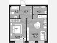 2-комнатная квартира, 45 м², 2/16 этаж фото 0
