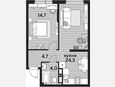 2-комнатная квартира, 47.70 м², 13/16 этаж фото 0