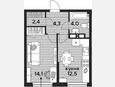 1-комнатная квартира, 37.30 м², 10/16 этаж фото 0