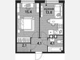 1-комнатная квартира, 39.50 м², 3/16 этаж фото 0