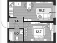 2-комнатная квартира, 38.30 м², 2/16 этаж фото 0