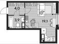 Студия, 26.90 м², 15/16 этаж фото 0