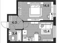 1-комнатная квартира, 35.60 м², 2/16 этаж фото 0
