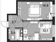 Студия, 27.30 м², 13/16 этаж фото 3