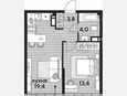 2-комнатная квартира, 40.60 м², 16/16 этаж фото 0