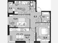 4-комнатная квартира, 67.40 м², 5/16 этаж фото 0