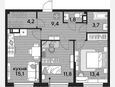 3-комнатная квартира, 59.40 м², 12/16 этаж фото 0