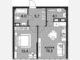 2-комнатная квартира, 45.50 м², 16/16 этаж фото 0