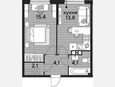 1-комнатная квартира, 39.50 м², 6/16 этаж фото 0