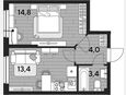 1-комнатная квартира, 35.60 м², 2/16 этаж фото 0