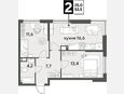 3-комнатная квартира, 53.50 м², 13/16 этаж фото 0