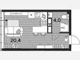 Студия, 24.40 м², 13/16 этаж фото 0
