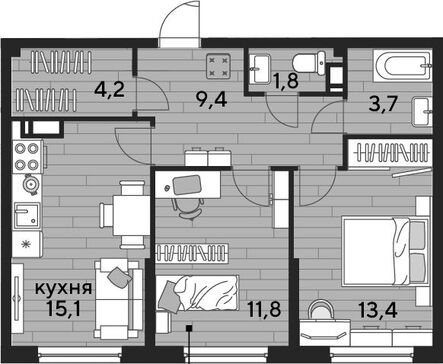 3-комн. квартира фото 0